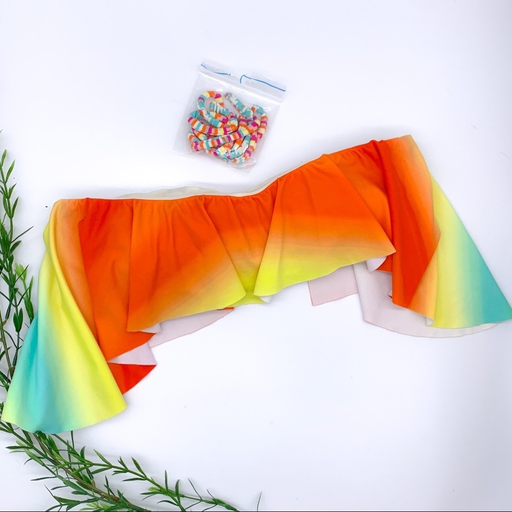 Saha Rainbow Flounce Bikini Top, 34B.